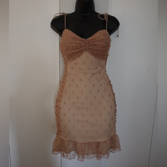 Bambi Ruched Mini Dress Polka Dot Black main image 1